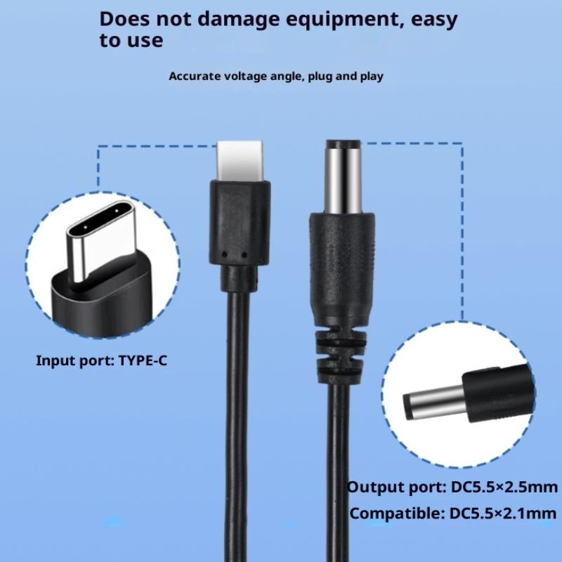 Type C'den DC'ye Hızlı Şarj 5V'dan 12V'a Yükseltici Dönüştürücü Kablo Adaptörü Kablosuz Yönlendirici TV Kutusu İçin