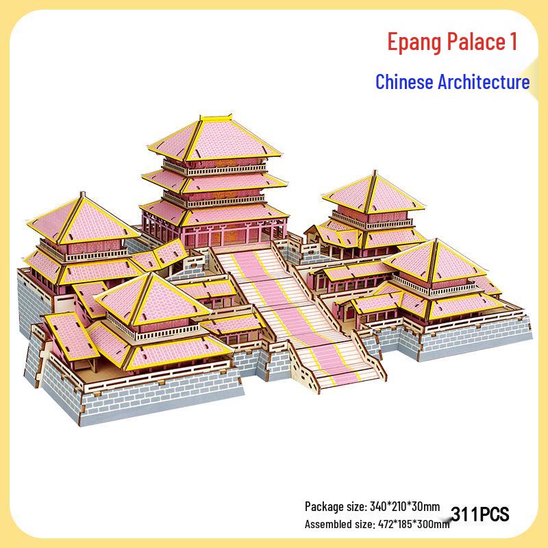 DIY Wooden 3D Puzzle: Chinese Architectural Model Educational Toy & Souvenir