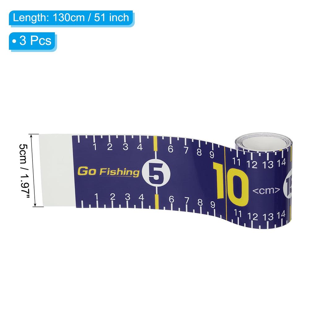 PATIKIL Adhesive Fish Waterproof Fish Measuring Tape Sticker Tape for Fishing and Navy Blue 3-Pack 51" Ruler, Boats, Kayaks, Workbenches,