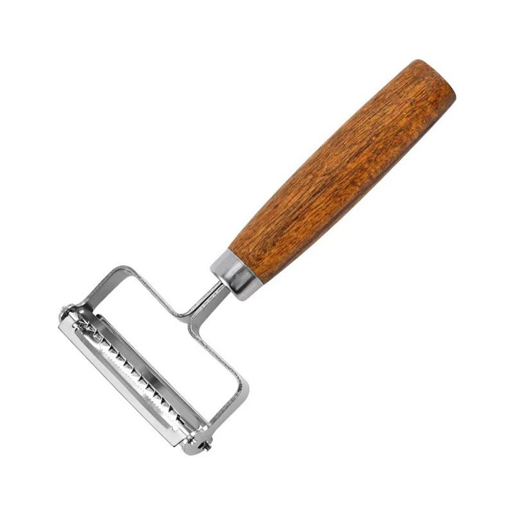 Stainless Steel Vegetable Peeler with Wooden Handle Square Blade Kitchen Fruit Peeler Handheld Fruit and Vegetable Scraper Tool
