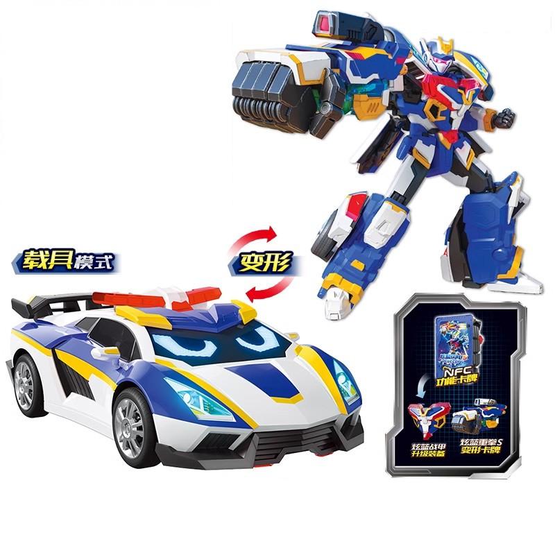 2026Metal Cardbot S BLUE COP TRINITY Drilling Vehicle Transform Combined Robot Action Figures Toys Car Card Animation Model Gift
