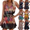 Women Casual Print V-Neck Sleeveless Sling Dress