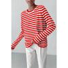 Round Neck Knit Striped Jumper Spring Summer Hundred Classic Retro Striped Pullover Jumper Women Blend Comfortable Undercoat Long Sleeves Sweater