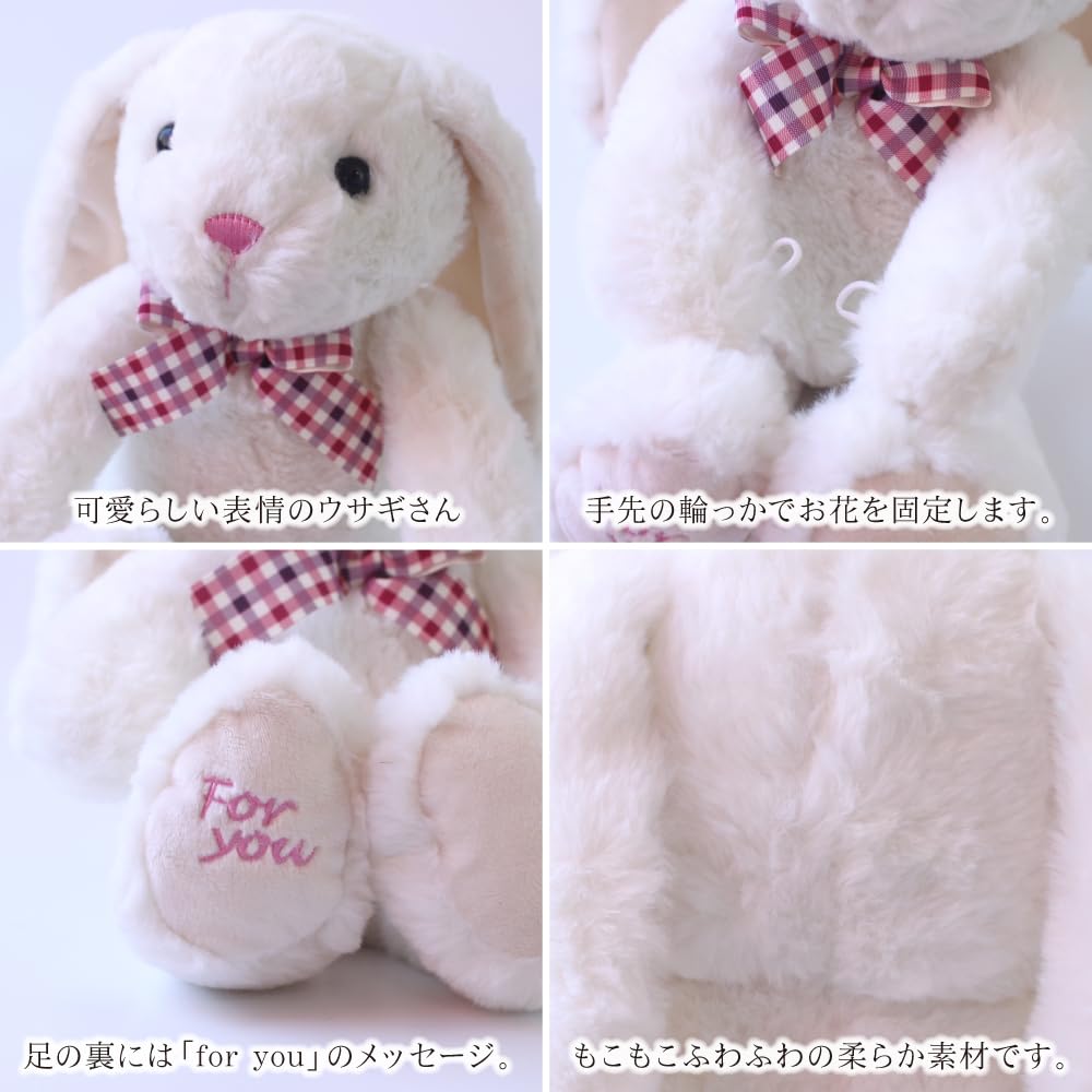 Flor preservada Flor preservada con estuche transparente L Conejo y una sola rosa Flor preservada Rosa Presente Celebración Aniversario Cumpleaños