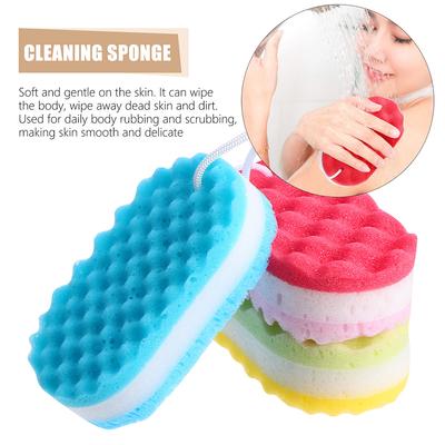 6pcs Bath Shower Sponge Body Scrubber Exfoliating Sponge Portable Lightweight Skin-Friendly Durable With Hanging Rope Travel