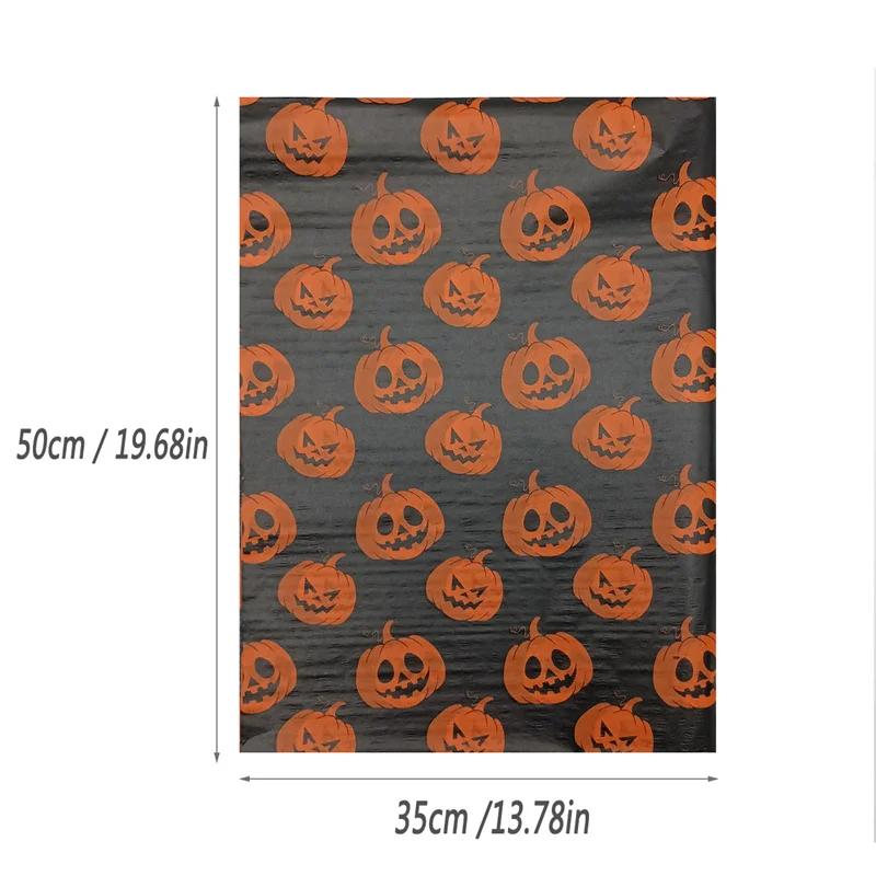 20 Blatt Halloween Geschenkpapier, Totenkopf/Geist/Kürbis Muster Geschenkpapier Seidenpapier Dekoratives Bastelpapier für Party 50*35cm