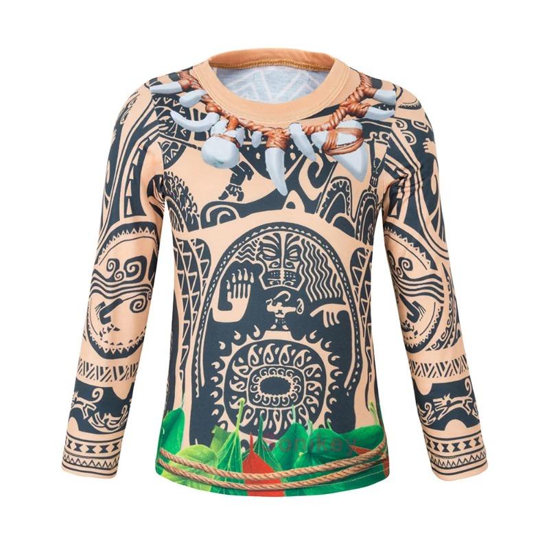 Spring and Autumn Round Neck Tribal Pattern 3D Printed Top Fashionable Casual Long Sleeved Men's T-shirts