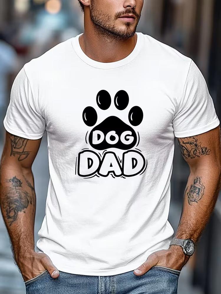 Mens dog dad graphic tshirt casual crew neck summer short sleeve tee shirt S