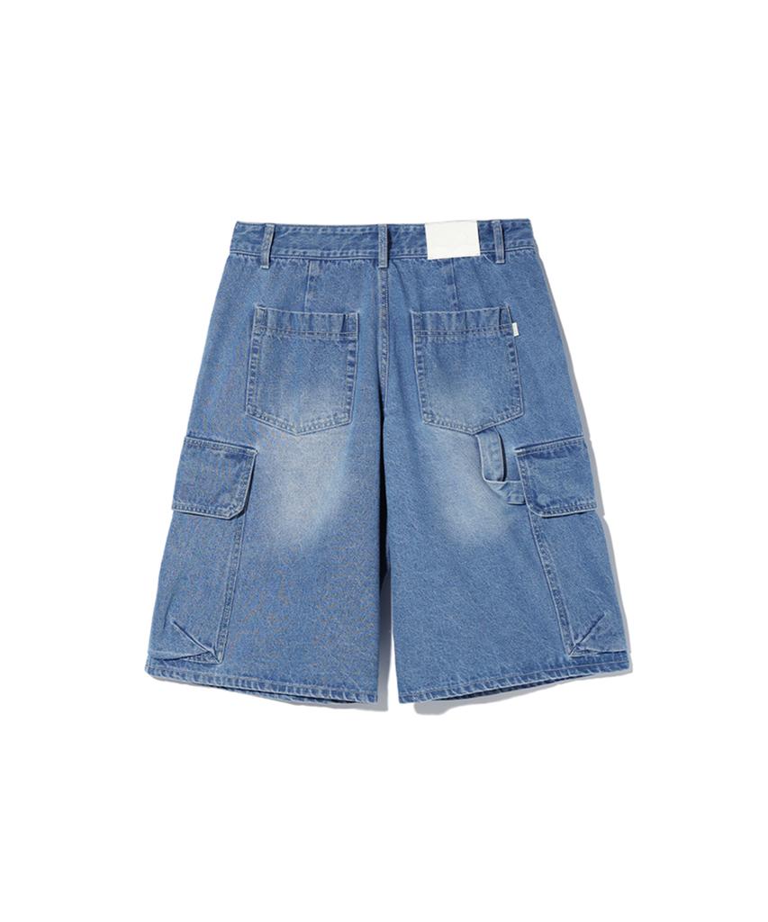 CRITIC Big Cargo Denim Bermuda Pants Light Indigo