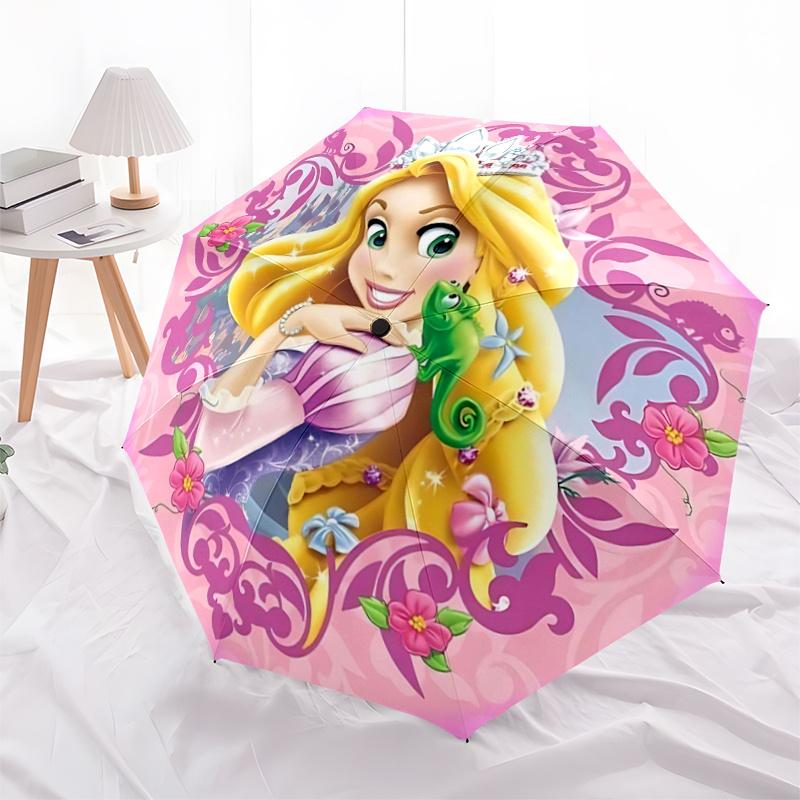 

1pc Princess Aurora s Auto-Folding Umbrella: Portable 3-Fold Design with Iron Frame - Perfect for Travelers, Everyday Use, and Festive Gifts