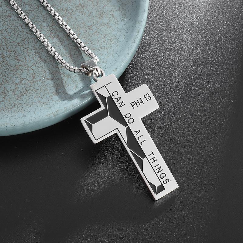 

Sports Style Stainless Steel Drip Oil Baseball Cross Necklace Titanium Steel Men Hiphop Locomotive Accessory Boyfriend Gift чёрный