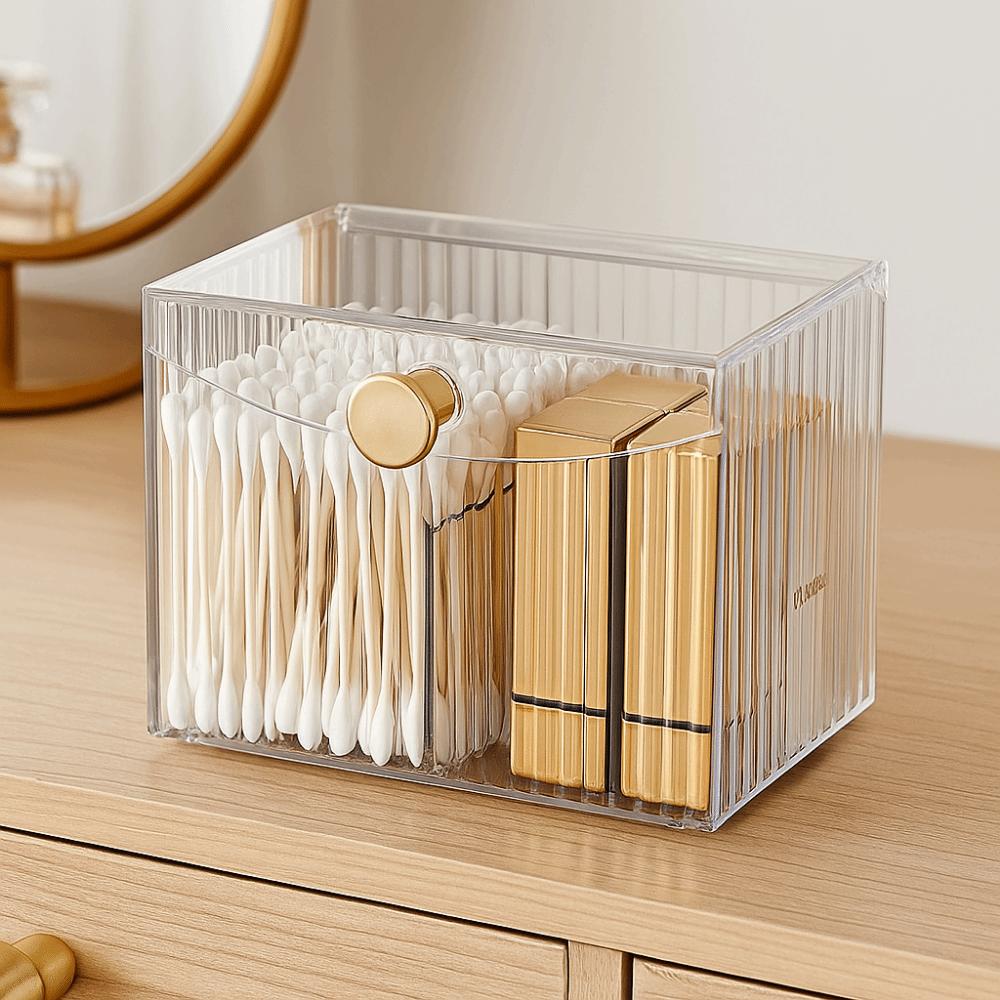 Flip Lid Cotton Pad Storage Box Plastic Swab Pad Holder Makeup Organizer Qtip Holder  Desktop