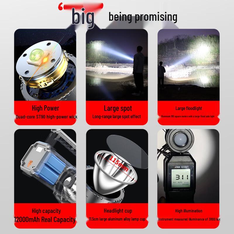 Guangming Dajiang Rechargeable LED Searchlight Flashlight