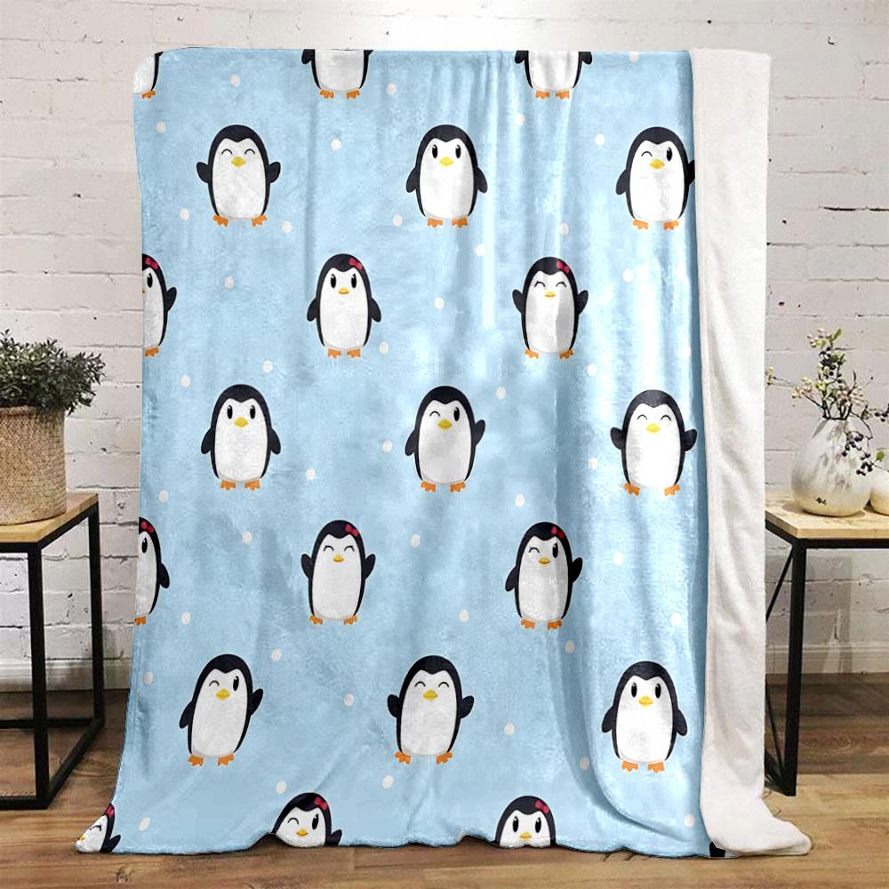 Süßes Pinguinmuster Decke bedruckte Decke weich und gemütlich perfekt für das Wohnzimmer Bett Sofa oder einen Mittagsschlaf, Geschenk