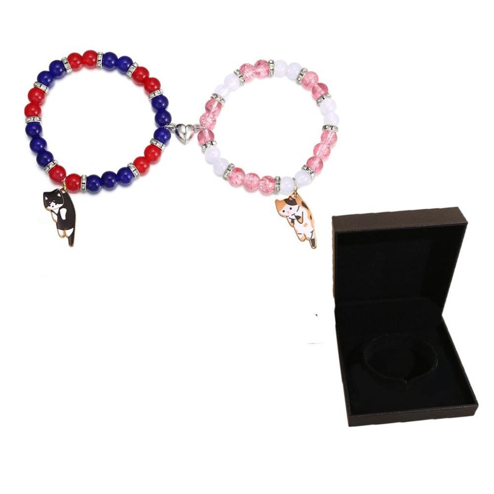 1Pair Beaded Lovers Friendship Bracelet Bangle Cartoon Cat Hand Chain  Couple