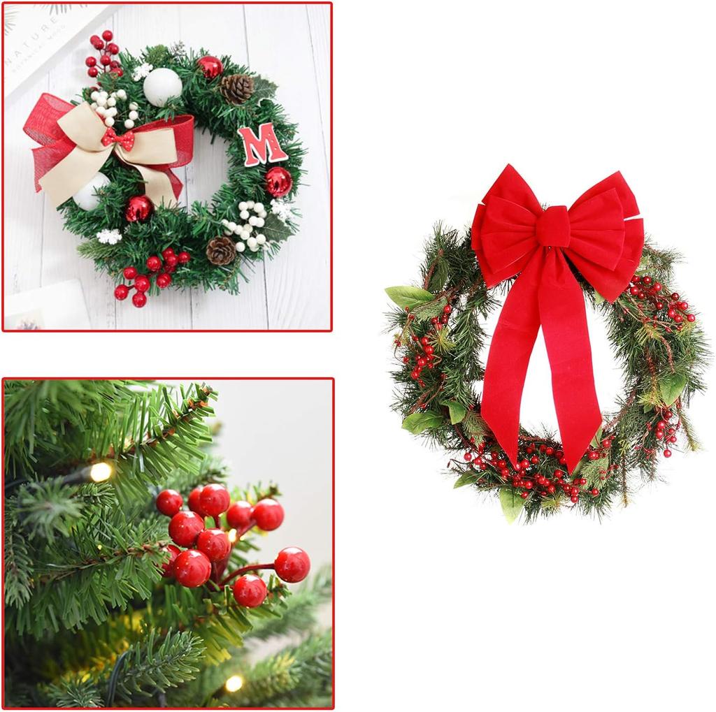 Artificial Red Berry Stems Christmas Berries Picks for DIY Crafts Christmas Tree Wreath Berry Branch for Wedding and Party Decor