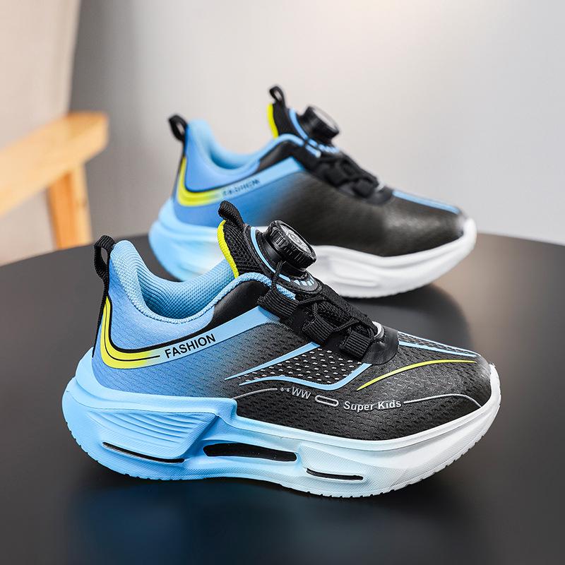 Zapatillas de Running Ligeras con Hebilla Giratoria para Niños - Antideslizantes, Cómodas, Transpirables, Zapatillas Deportivas de Exterior para Niños y Niñas