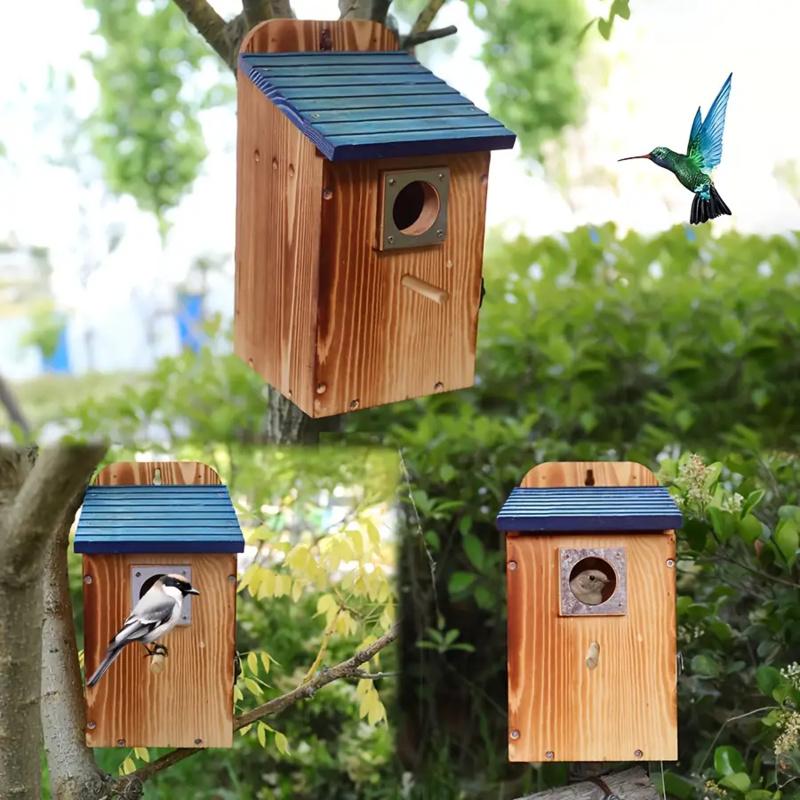 Solid Wood Bird Nest Box, Simple Style Hanging Indoor Outdoor Pet Bird House Aviary Shelter for Small Birds Breeding China Mainland