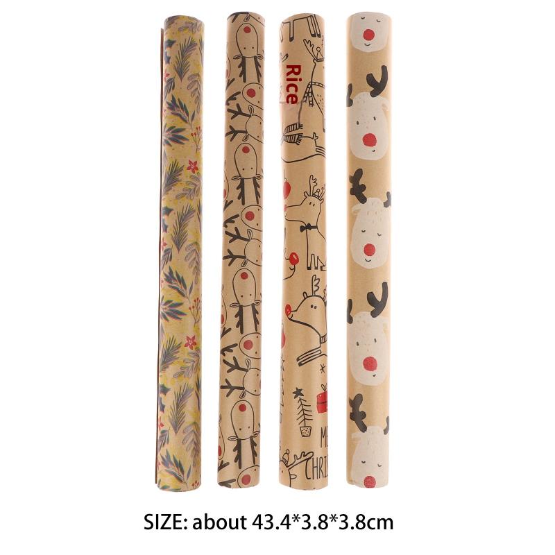 Christmas Gift Wrapping Paper Kawaii Cute Reindeer Wrapping Paper Kraft Paper Xmas Party Favors Decoration Handmade Gifts