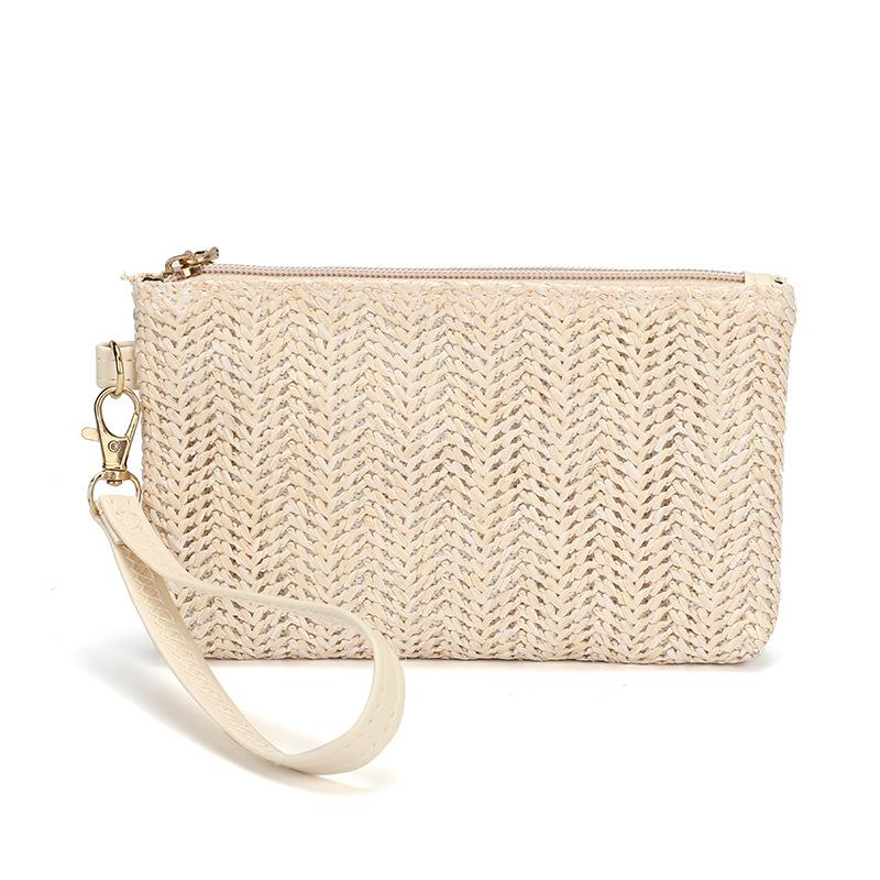 

Weaving Straw Bag Fashion Ladies Wristlet Clutch Daily Money Phone Bags Woven Coin Purse Beach Wallet Card Holders Monederos New
