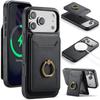 2 in 1 Detachable  Leather Phone Case for IPhone 17 16 Pro Max 15 14 Plus Air 16E 17E 13 12 Ring Card Wallet for MagsafeCover