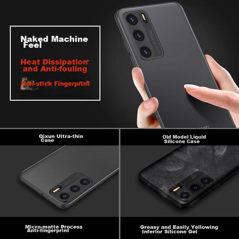 EDDGA Ultra-Thin Case for Huawei P40 Pro/P40E Pro, Matte Heat Dissipation, Full Protection, Shockproof, Simple, Hard, Transparent Black