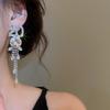 Silver Needle French Court Style Geometric Tassel Earrings with Zircon - High-End, Luxurious, Fashionable, Exquisite Stud Ear Jewelry.