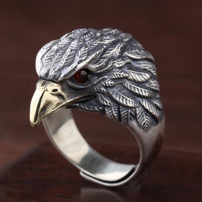 Vintage Eagle Ring Men'S Fashion Personalized Index Finger Ring Anti Thai Silver Ring Fashion Dominant Eagle Open Ring