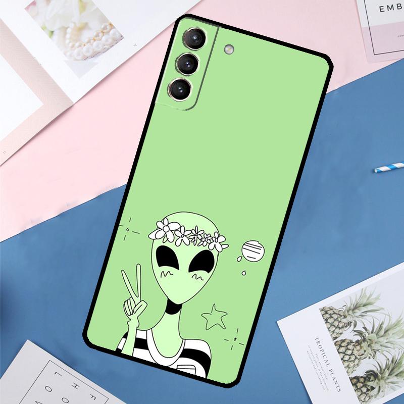 Cartoon Alien Case For Samsung Galaxy S25 Ultra S21 S22 S23 S24 Ultra S9 S10 Plus S20 FE S25 FE Back Cover