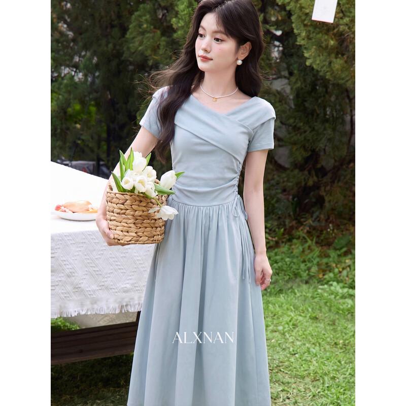 Lu Xiangnan Elegant Light Blue French Summer Dress