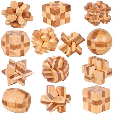 Bamboo Kong Ming Lock Lu Ban Lock IQ Brain Teaser Educational Toy for Kids Children Montessori 3D Puzzles Game Unlock Toys Adult