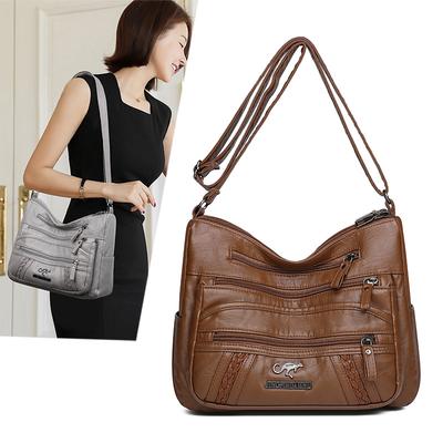 Soft Leather Large-capacity Crossbody Mom Bag with Multiple Pockets, High-end Ladies' Single-shoulder Bag