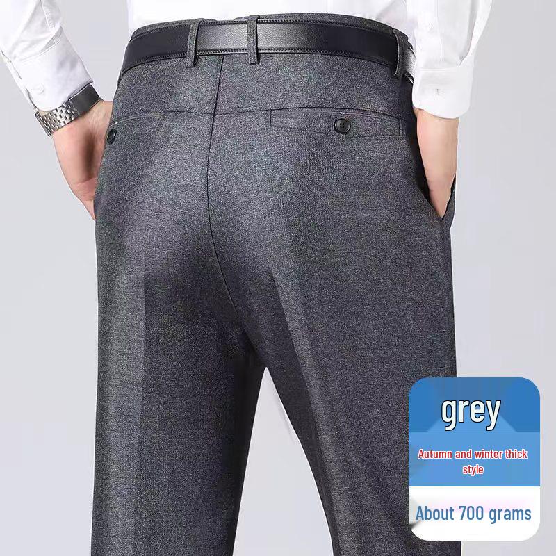 

Мужские повседневные брюки большого размера с высокой посадкой на осень/зиму 2025 для мужчин среднего и пожилого возраста 37 серый