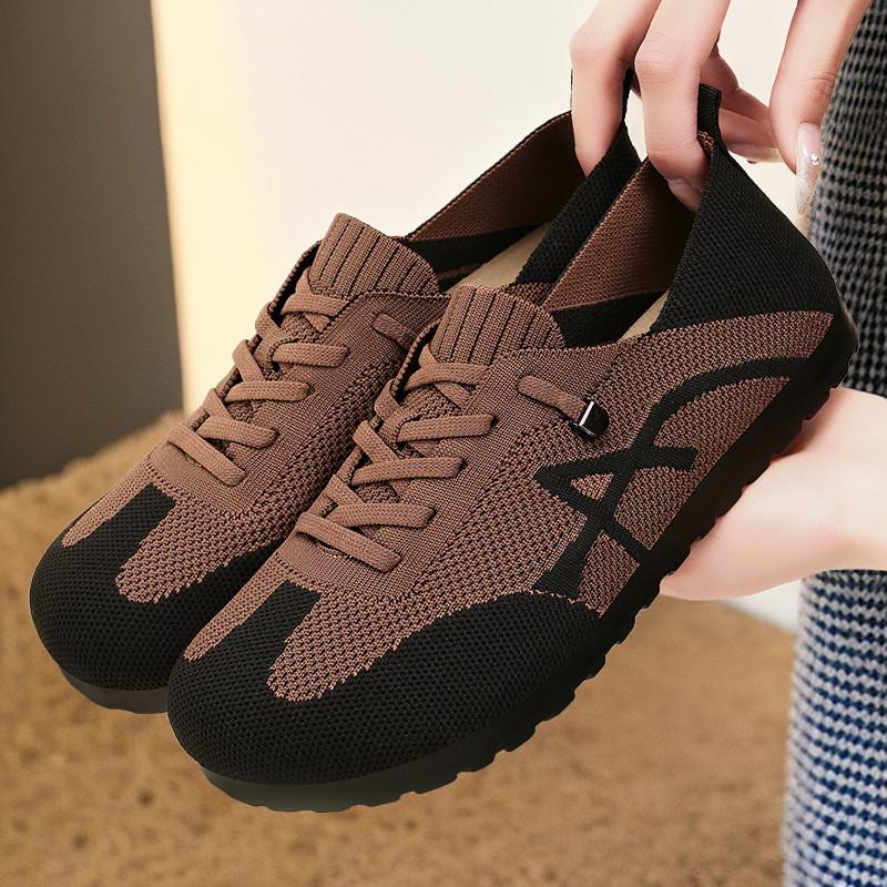 Shoes Women's Spring New Mesh Shoes Casual Breathable Forrest Gump Shoes One Pedal Retro Versatile Lace-up German Training Shoes