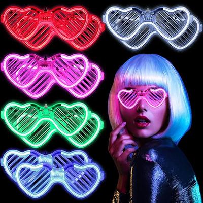 1/5PCS LED Glasses Glow In The Dark Heart Shaped LED Light Up Sunglasses Glow Neon Party Favor for Kids Adults Party Supplies