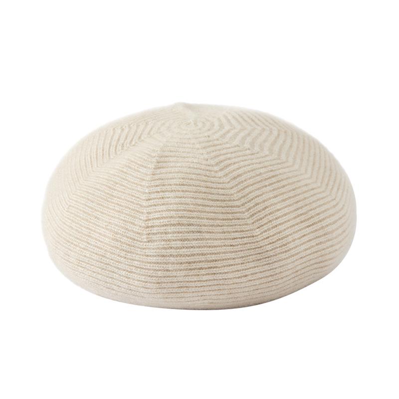 Women's 100% Pure Cashmere Beret for Autumn/Winter - Warm, Versatile, French Style, Large Fit, Slimming, Thick Knit, Solid Color.