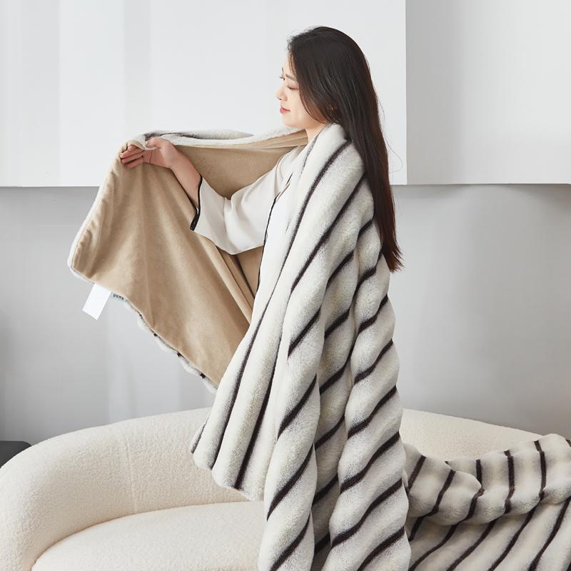 Maillard Faux Rabbit Fur Keep Warm Blanket Autumn Winter High-end Thick Comfortable Bed Blanket for Throw Soft Fluffy Sofa Cover