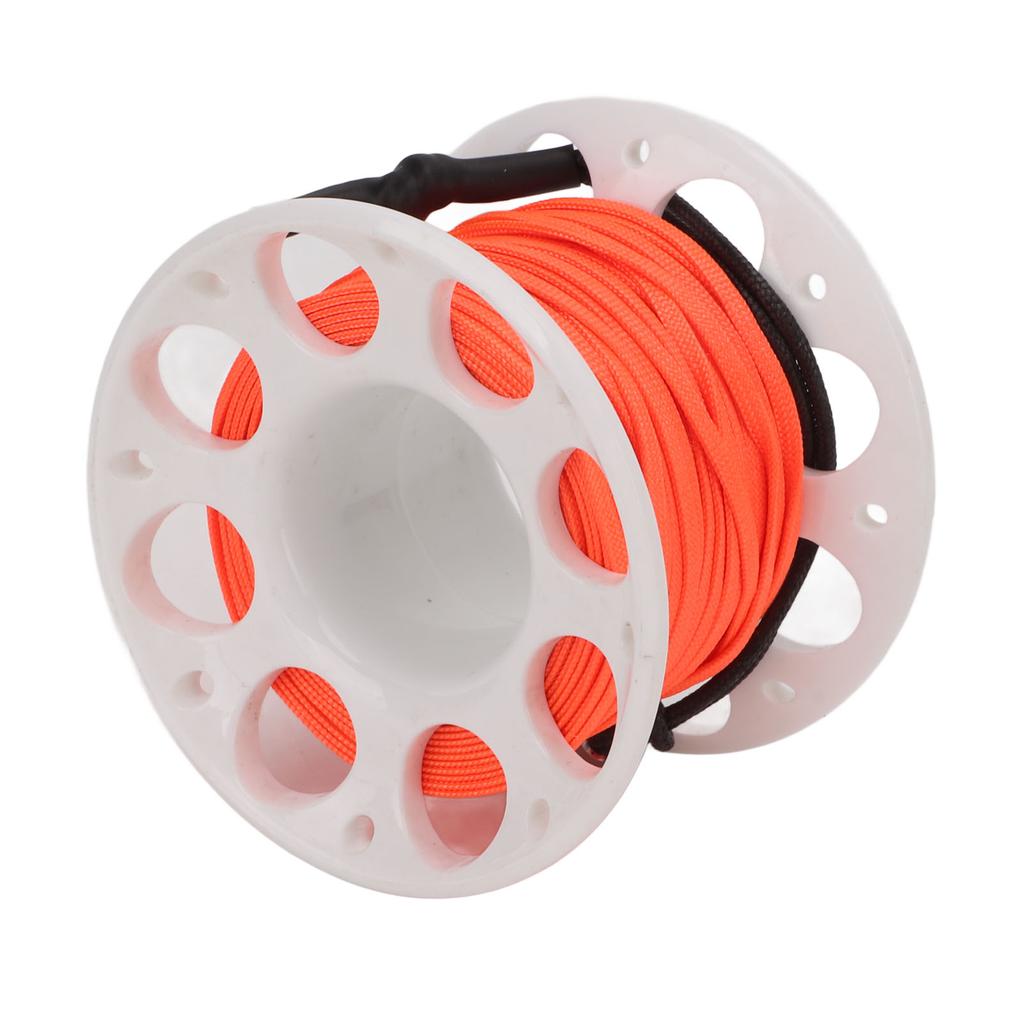 Finger Spool Plastic Spool Reel with Double End Bolt Snap Orange Line 15M for Wreck Scuba Diving