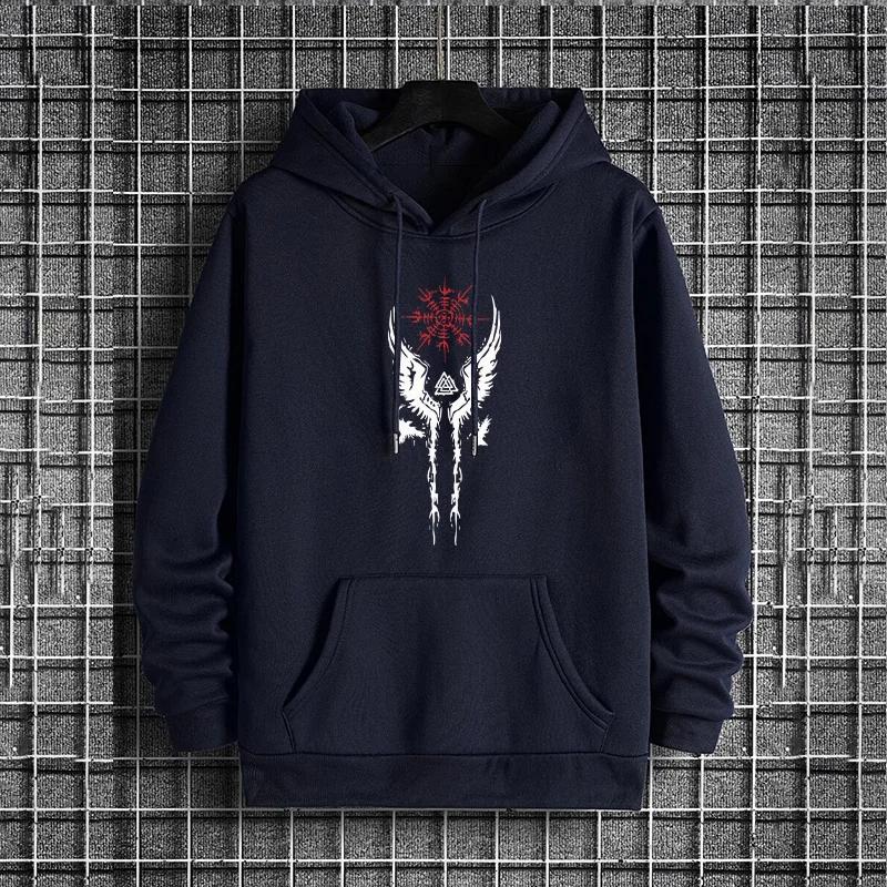 

Ancient Raven Men Hoodie Urban Streetwear Fashion Hooded Sweatshirt Male Hip Hop Trendy Casual Hoody Autumn Winter Warm Pullover S