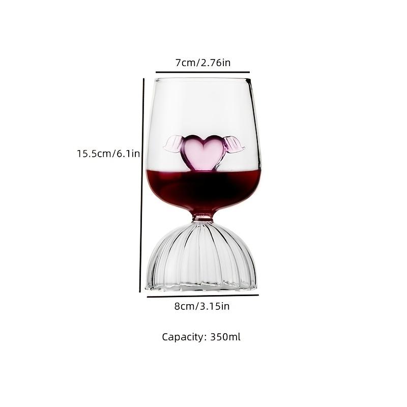 

Glass Cup with Pink Heart Glass Cup Wings Wine Glasses Angel Glasses Heat-resistant Dessert Ice Cream Bowl Cocktail Goblet Gift 401-500ml