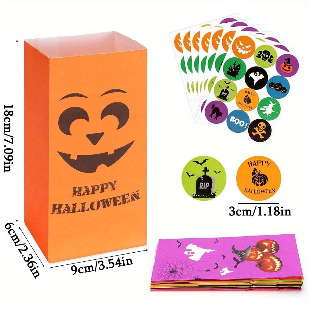 50pcs Halloween Party Tote Bag Packs Treats Bags Party Favors Kids Halloween Candy Bags Trick or Treating  Mini Paper Gift Bags Halloween Goodie Bags