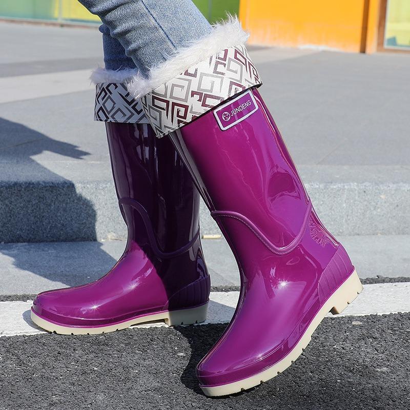 New fashion rain shoes women's adult high rain boots waterproof and non-slip outer wear rubber shoes water shoes