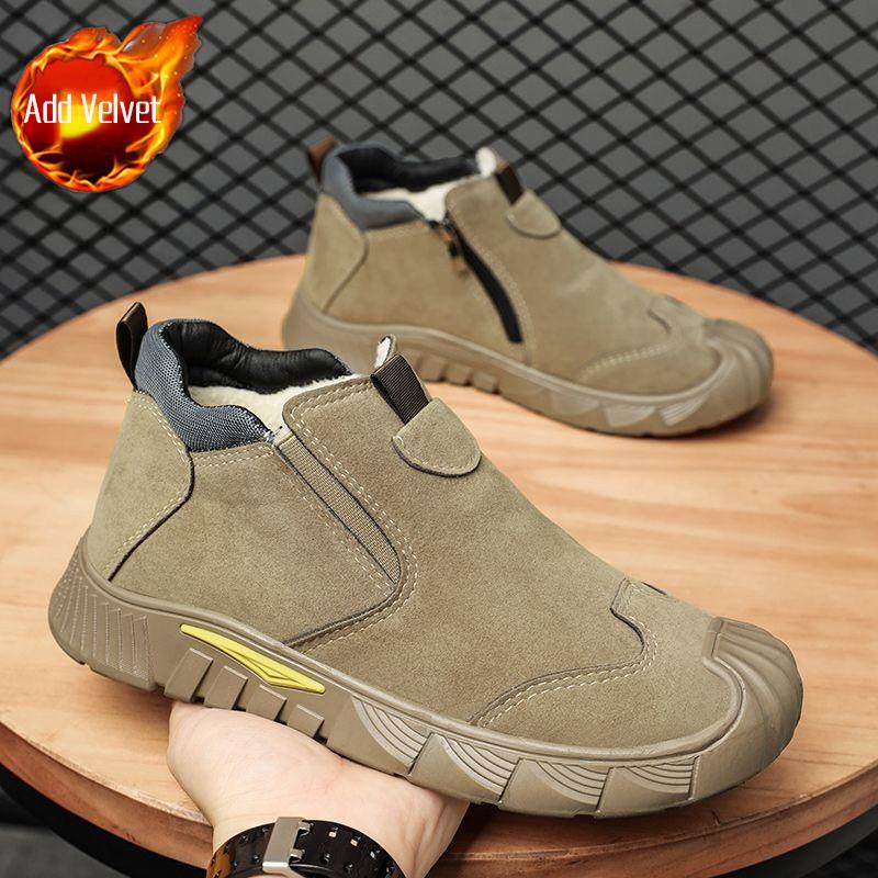 2026 Spring Men's Labor Protection Shoes No Steel Toe Dirt Resistant Job Site Slip On Cushioned Sole Sports Leisure Shoes