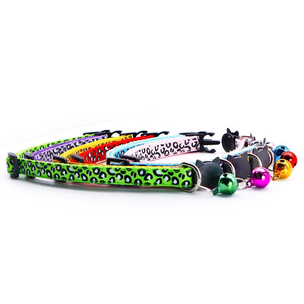 Vintage Leopard Print Pet Collar for Cats & Dogs Adjustable Neckband with Bell Decoration, Soft Comfortable Retro Pet Accessory