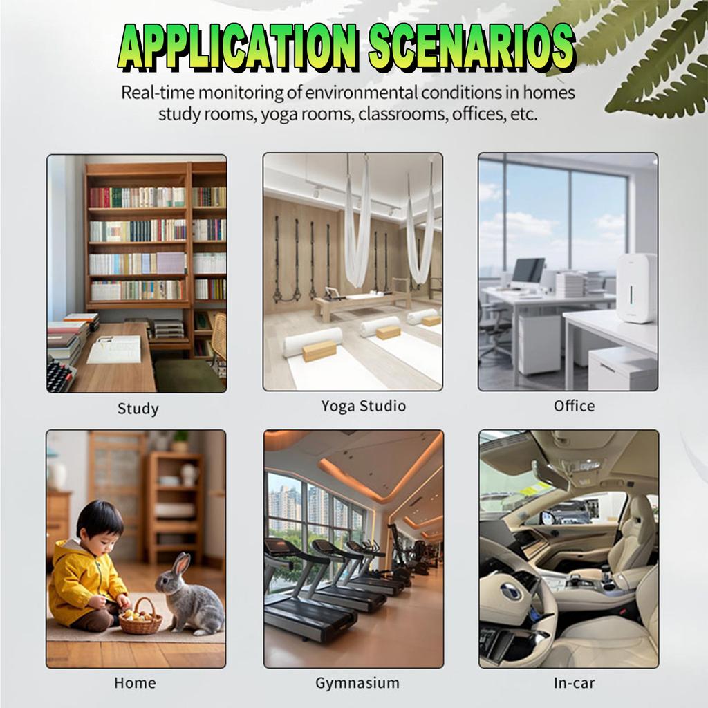 Detektor Jakości Powietrza 3 w 1, Monitorowanie w Czasie Rzeczywistym Dwutlenku Węgla, Wilgotności, Temperatury, Kolorowy Ekran 2,8 cala,