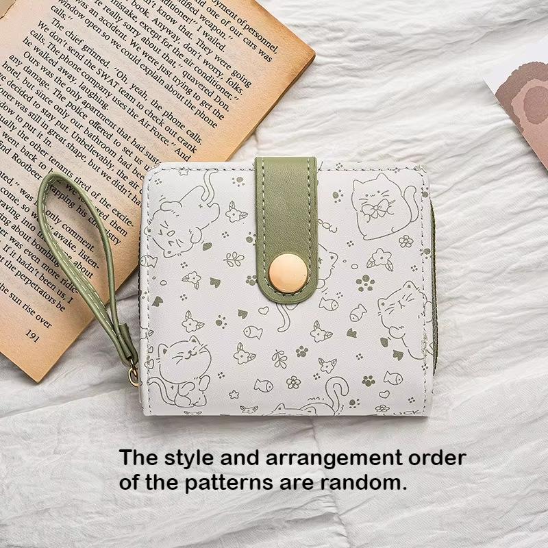 1pc Cat Girls Wallet Short Id Bank Card Holder Money Bag Japanese Student Zipper Wallets Key Storage Purse Coin Purse for Women