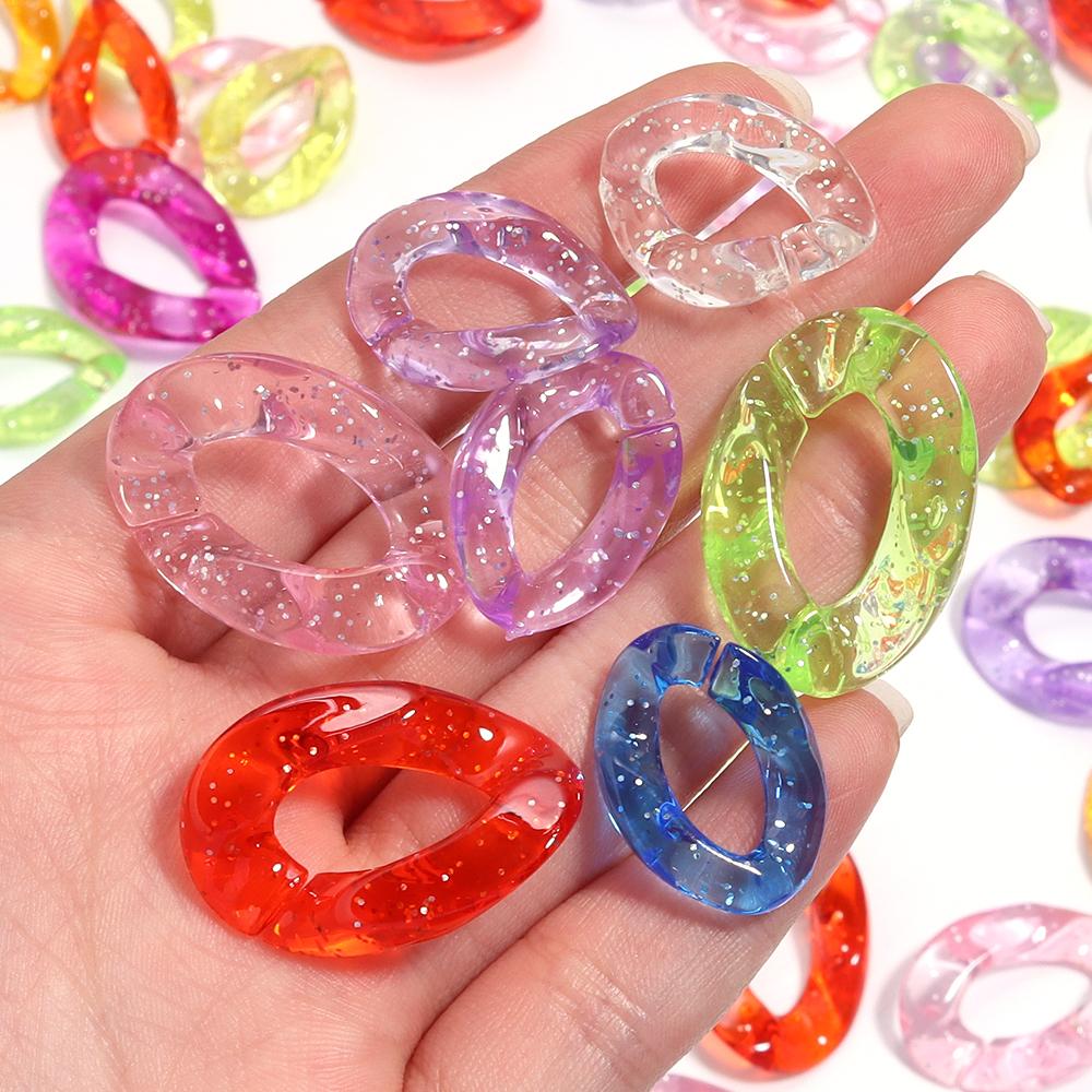 20pcs/Lot High Brightness Transparent Mixed Color Acrylic Chain Buckles For Jewelry Making DIY Necklace Bracelet Accessories