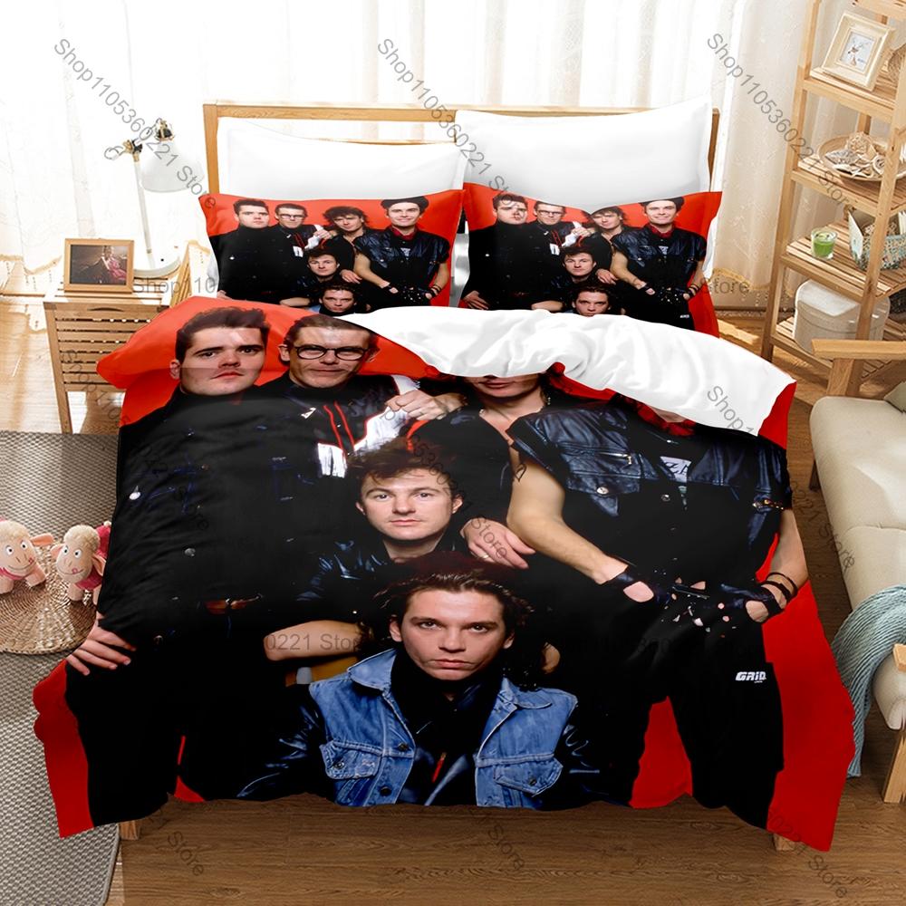 Cool INXS Bedding Set Duvet Cover + 2 Pillowcases Australian New Wave Rock Michael Hutchence Vintage 80s Bedroom Decor