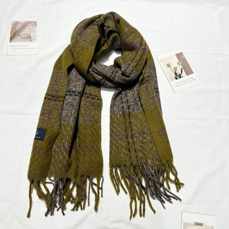 Autumn and Winter Temperament Korean Plaid Scarf Live Broadcast Shawl Thickened Warm Versatile Scarf for Men