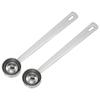 Uxcell Measuring Spoon Set of 2, 5ml Long Handle Table Scoop Teaspoon, Coffee Scoop Spoon for Ground Coffee, Tea, Sugar, Cooking, and Baking, Silver